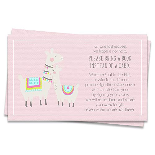 Llama Baby Shower Book Inserts Bring A Book Inserts Llama Book Inserts Baby Shower Pink Brown Girls It's A Girl Llamas Baby's First Book Baby's Library Hello Baby Bring A Book Cards (25 count)
