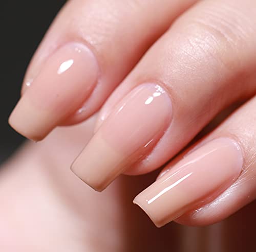FANZEST Jelly Milky Nude Pink Gel Nail Polish Soak Off LED UV Gel Polish Varnish Nail Art Manicure (Sheer Nude)