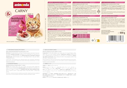 animonda Carny Adult Herzhafte Variation (6 x 800 g), Katzennassfutter für ausgewachsene Katzen, Nassfutter mit 100 % frischen, fleischlichen Zutaten, Katzenfutter ohne Getreide und Zucker