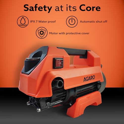 Image of AGARO Icon High Pressure Washer, Car Washer, 1800 Watts Motor, 125 Bars, 6.5L /Min Flow Rate, 8 Meters Outlet Hose, Portable, Car, Bike and Home Cleaning Purpose, Red
