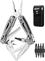 BIBURY 21 in 1 Multitool, Geschenke für Män, Langlebig Titanbeschichtete Edelstahlzange mit Klappmesser, Säge und Schraubendreherset, Multifunktionswerkzeug für Outdoor, Camping, Reparieren-Titanium