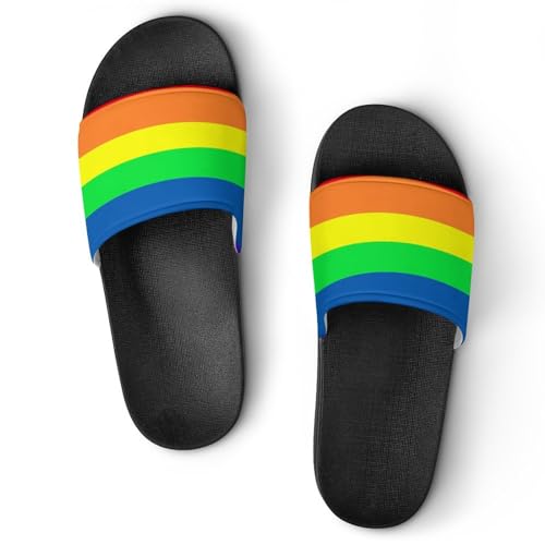 Gay Pride LGBT Rainbow Flag Pattern PVC Home Slippers Non-Slip Shower Sandals Summer Indoor Outdoor Beach for Men And Women