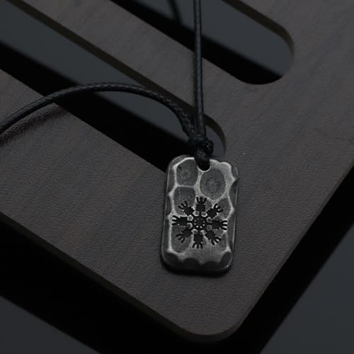 Image of Ankiyabe Stainless Steel Norse Viking Rune Pendant with Adjustable Braided Rope Good Luck /Love /Strenght /Health Viking Symbol Necklace for Men Women