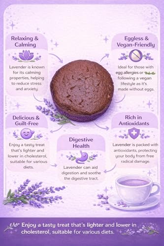 Image of MOM'S BAKERY Lavender Cake 250g | Soft & Moist Lavender-Infused Sponge Cake | Added Sugar & Butter, Vegan, Freshly Baked Bakery Style Dessert | Made with Premium T45 Flour | Fresh Home Baked | No Egg, Vegetarian | Perfect for Tea Time & Snacking, Ready To Eat