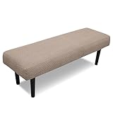 Stretch Bench Covers, Bench Seat Covers, Bench Cushions Covers, Printed Bench Seat Protector, Washable Bench Slipcover, Rectangle Bench Covers for Dining Room, Living Room, Kitchen(Twill camel)