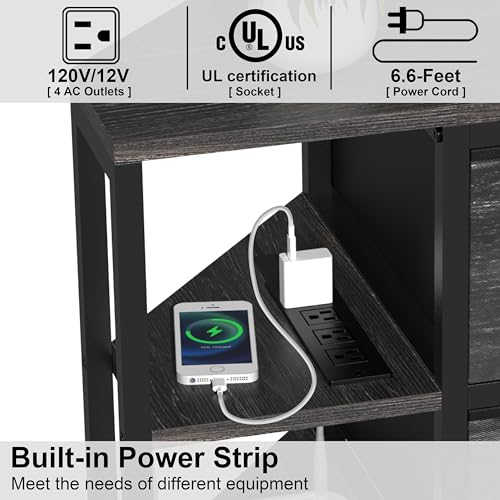 Image of EXOTICA Corner TV Stand for 55 inch TV with Drawer & Power Outlet, Black