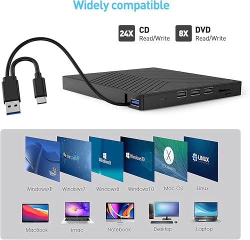 Unidad externa grabadora de CD y DVD USB 3.0 miniatura 3