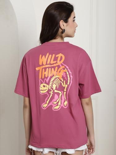 Image of Style Go Pure Cotton Oversized Baggy Fit Drop Shoulder Aesthetic & Cool Graphic Printed Half Sleeve Tshirt for Women || Trendy Tees || Casual Loose Korean T-Shirt (Pack 2)
