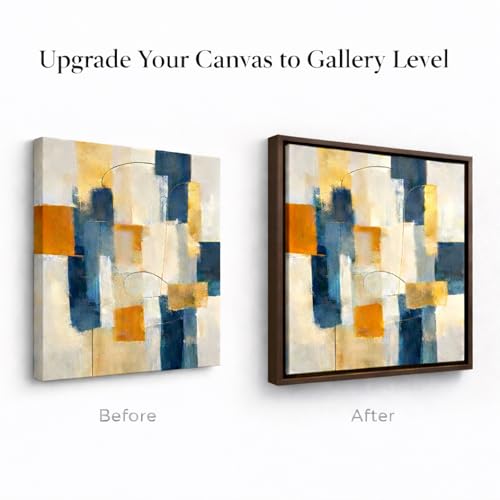 Image of Premium Canvas Floating Frame - 1.25 inch Gallery Depth Floater Frame with Faux Wood Grain PS Finish, Handcrafted in USA for Wall Art (Dark Brown 24x32)