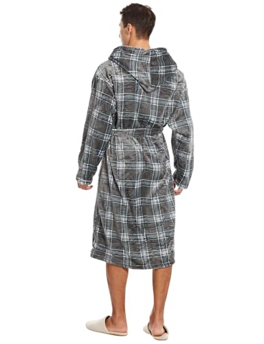 Yoimira Mens Robe with Hood Cozy Fluffy Robe for Men Luxury Hooded Plush Fleece Bathrobe for Winter3