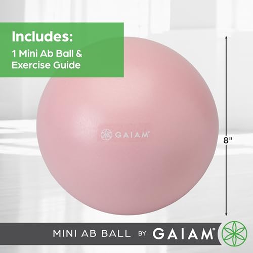Gaiam Mini Ab Ball, balón inflable anti-reventones de 8 pulgadas para ejercicio de fuerza central, pilates, yoga y terapia física, incluye pajilla de inflado, tapón y guía de ejercicio descargable miniatura 5