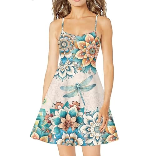 Image of Cozeyat Women Girls Summer Sleeveless Dress Casual Swing Beach Cover Up Knee Length Dresses,Large Size XS-4XL