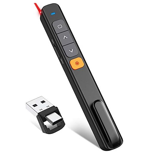 DinoFire Type C/USB A 2 in 1 Presentation Clicker 100FT Hyperlink Volume Control Wireless Presenter Presentation Remote Powerpoint Clicker for MacBook/HP EliteBook 1050/755 etc.