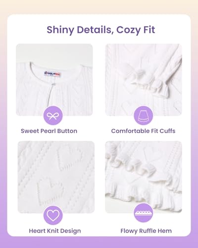 Image of Girls Cotton Knit Shrug Cardigan with Long Sleeve Ruffle Hem