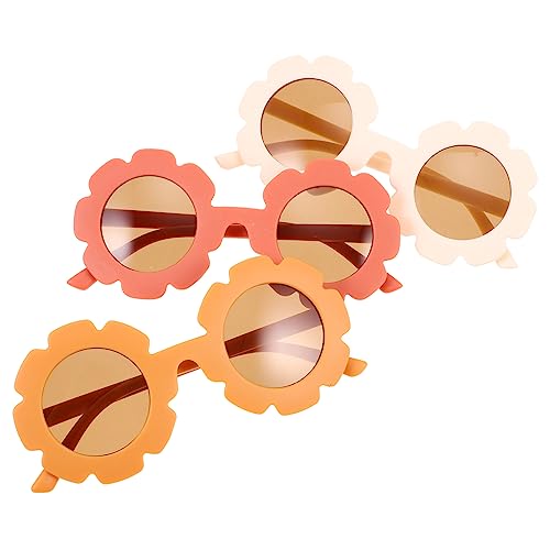 FOMIYES 3Pairs Sunflower Sunglasses Fun Eyeglasses for Cosplay Party Props Lightweight Durable for Boys Age UV Protection