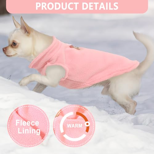 Image of 2 Pack Dog Sweater with Leash Ring Winter Warm Pet Sweater Thick Clothes Coat Fleece Dog Sweaters for Small Dogs Girl Boy for Chihuahua, French Bulldog, Dachshund, Medium(7-10lbs)