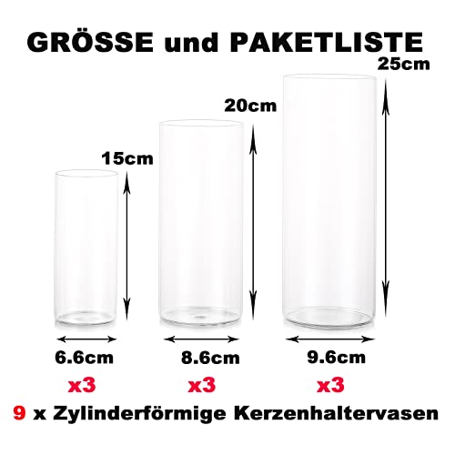 EylKoi Glass Hurricane Candle Holder, Cylinder Vases for Centerpieces 3Pcs/Set Hurricane Floating Candle Holder - Image 4