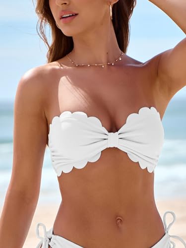 Rajputana Womens Wavy Edge Bandeau Bikini Top Only Tie Back Strapless Swimsuit Bathing Tops2