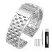 20mm Brushed Finish Stainless Steel Watch Band Strap Bracelet Wristband with Double Buckle Clasp for Women Men,Silver