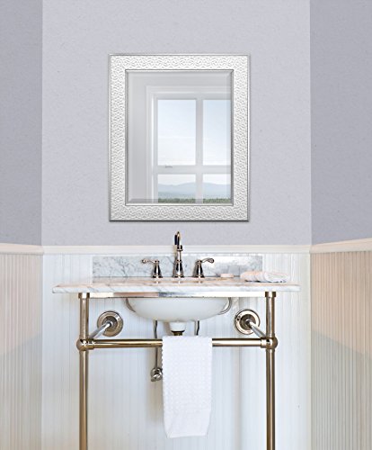 Image of MCS Nordic Blossom Large Wall Mirror, Modern Rectangle Mirror Home Decor for Living Room, Bedroom, or Bathroom, 21 by 25 Inch, White | Modern Rectangle Mirror Home Decor For Living Room, Bedroom, Or Bathroom, 21x25 Inch, White