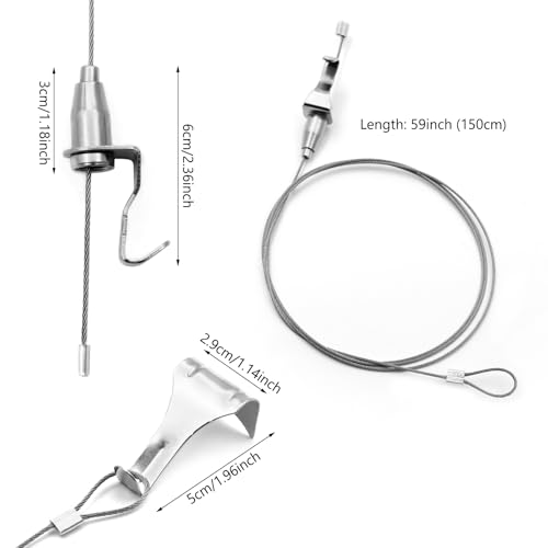 Image of Picture Rail Hanging System, 6 pcs Picture Rail Hooks Molding Hooks Picture Rail Hangers