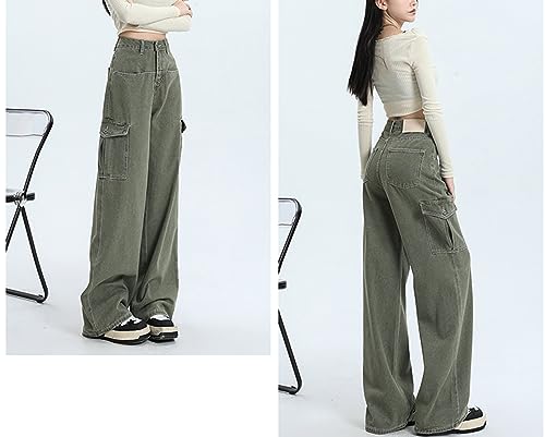 Y2k Cargo Jeans for Teen Girls Women High Waisted Wide Leg Flap Pockets Baggy Boyfriend Jean Denim Pants3