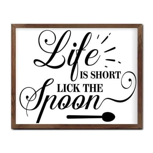 Cadre rustique Life Is Short Lick The Spoon pour déco loft