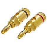 Cmple - 1 Pair Banana Plugs Open Screw Type Speaker Male Plug Connectors Gold Plated Brass for Amplifiers, Speaker Wire, Home Theater, Wall Plates