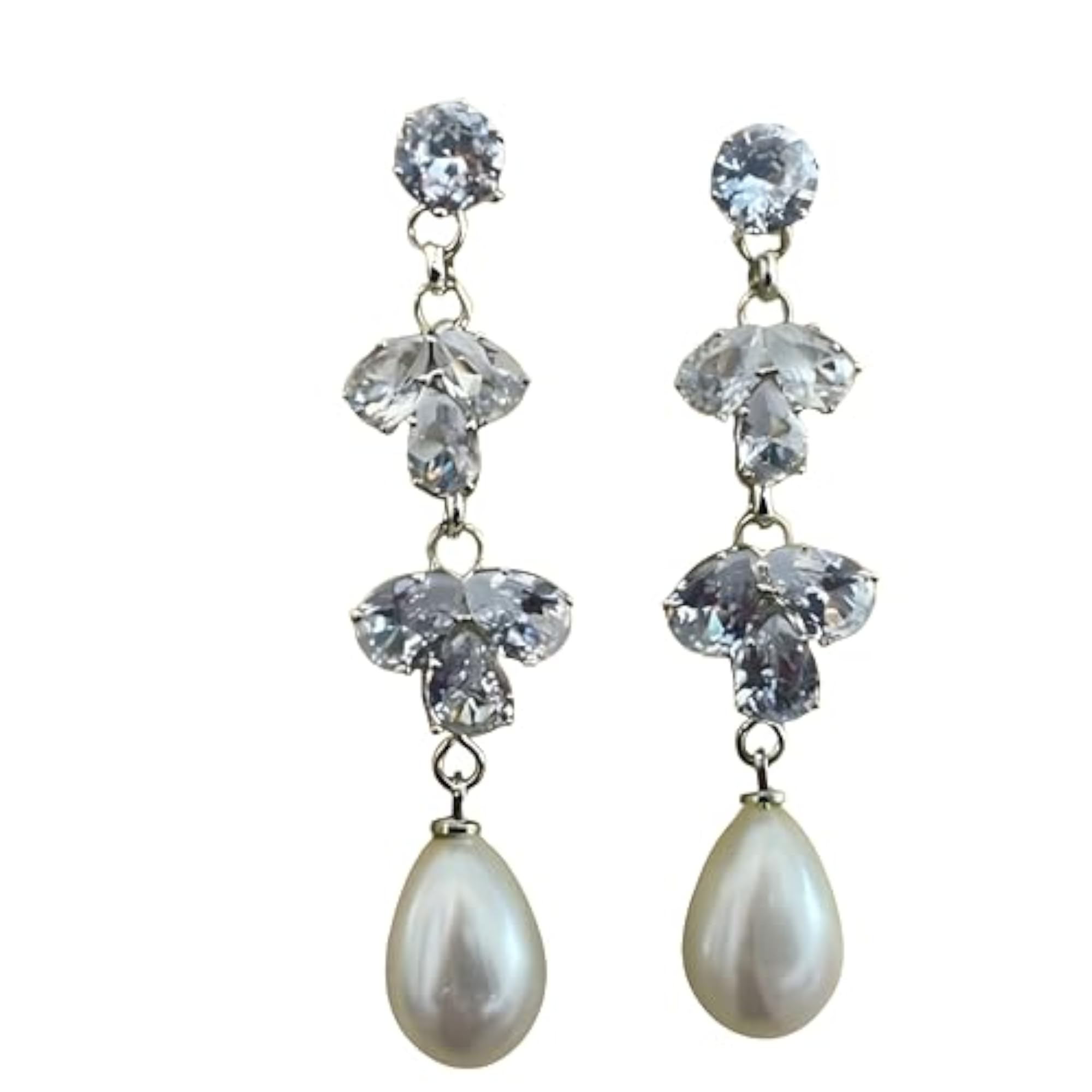 Women's Silver Color Drop Pearl Dangler Earrings