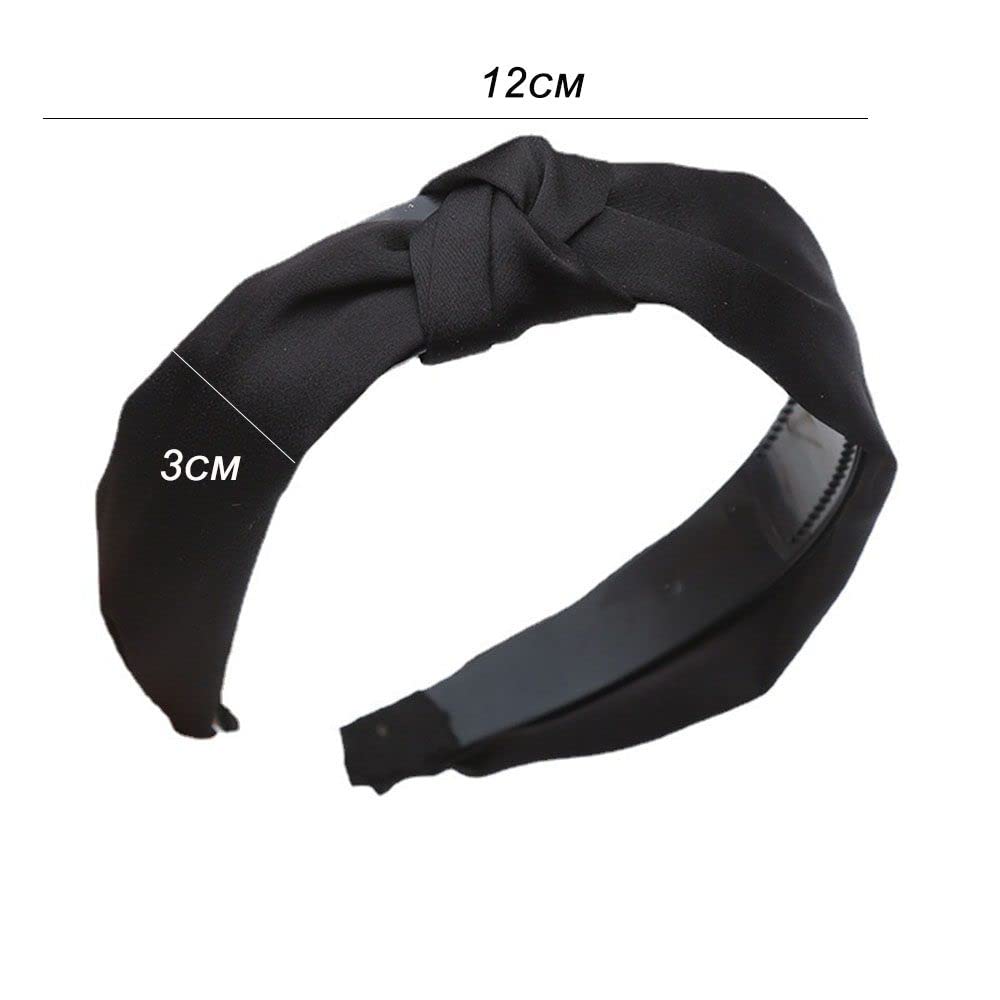 Wide Top Knot Hair Bands for Women,Black Cloth Headband Hair Hoop Accessories for Women - Image 2