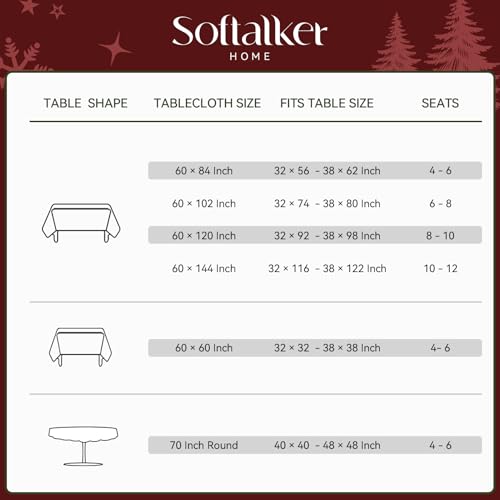 Softalker Christmas Jacquard Rectangle Tablecloth, Winter Vintage Holly Waterproof Table Cloth, Xmas Farmhouse Fabric Table Cover for Holiday, Dining, Party Decor, DHHolly 60 x 84 Inch – Image 8