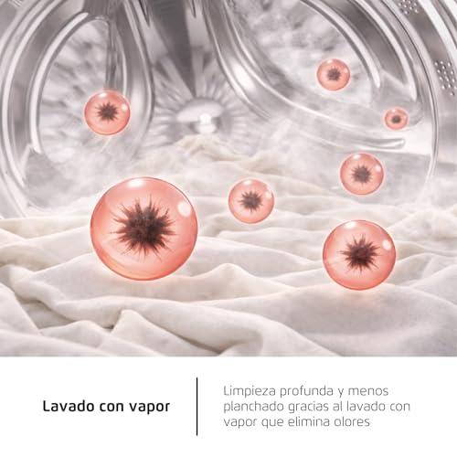 Corberó - Lavadora Secadora Carga Frontal | CLSH106VIN | 10 Kg | Lavado, 6 Kg Secado | 1400 RPM | 15 Programas | Inverter | Lavadora Jet | Vapor | Inicio Diferido | ECOlogic | Puerta XXL | Blanco - imagen 9