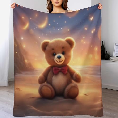 Couverture flannel polaire ours douce 100x130cm pour canapé - 2