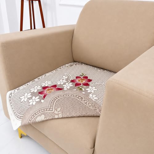 Image of Homerz Premium 'Surya Series' Sofa Cover | Stylish Sofa Protector | Net Fabric | Anti-Stain & Washable Slip Cover Exact Size Antislip (Exclusive Rust, 1 Seater, Only Seat Cover)
