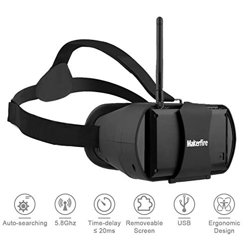 FPV Goggles 5.8Ghz Mini HD FPV Drone Goggles Video Headset Glasses 40CH 4.3 inch HD LCD Screen with RP-SMA Antenna Built-in Battery for FPV Racing Drone Quadcopters