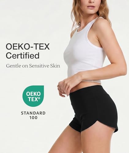 Image of LazyCozy Bamboo Viscose Sleep Shorts for Women, Soft Dolphin Lounge Shorts | Comfy Y2K Micro Mini Pajama Shorts, Lightweight Booty Shorts, Summer Pj Shorts, Knit Workout Shorts