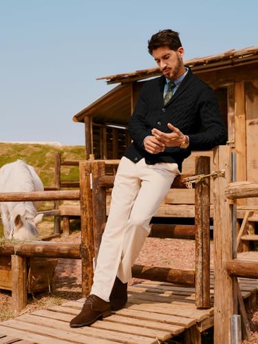 PJ PAUL JONES Mens Cardigan Sweater Cable Knit Sweaters Shawl Collar Texture Solid Cardigans4