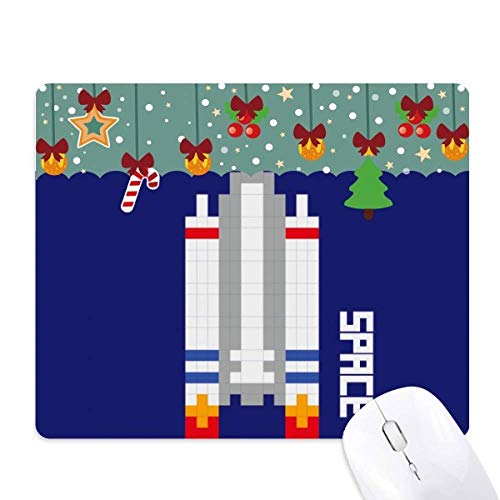Alfombrilla de ratón premium antideslizante de goma con diseño de cohete espacial pixel