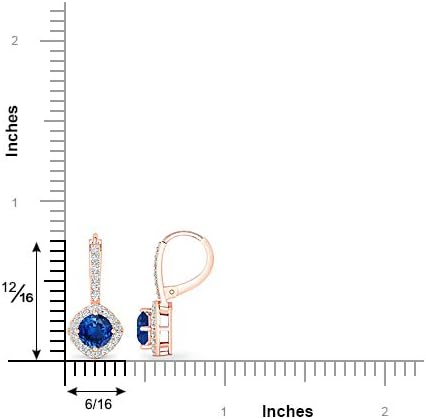 Miniatura 5 de Inspereza - Pendientes colgantes redondos con halo de diamante en oro de 18 quilates (piedra preciosa de 0.197 in)