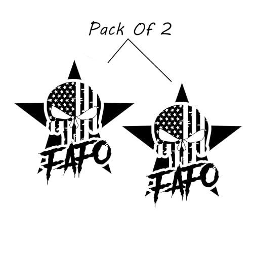 Image of 2-Pack FAFO F*ck Around and Find Out American Flag Skull Vinyl Sticker Decal - 4 Inches - for Car Truck Van Window Bumper Laptop Tablet Cup Tumbler Water Bottle and Any Smooth Surface