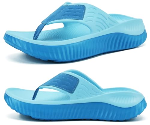 Image of KuaiLu Recovery Flip Flops for Women Sport Thong Sandals | Comfortable Arch Support Cushion Summer Beach Slides Reduces Stress on Feet Joints & Back Post-Exercise