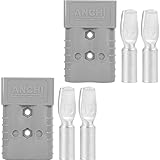 350A Forklift Battery Connector 2/0 AWG Gray 350A 600V Plug, Jumper Cable Plug Connect/Disconnect for Recovery Winch, Towing Systems (2PCS 350A Gray)