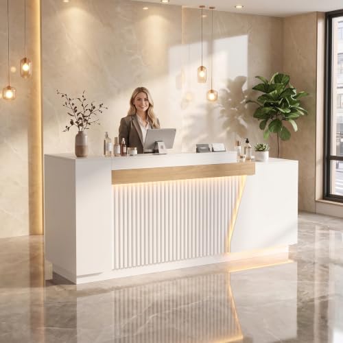 Laxodor 86.6" L-Shaped Reception Desk with Combination Lock