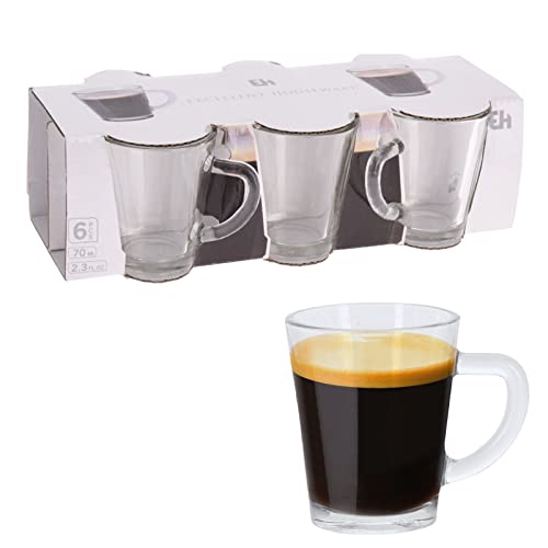 Lot de 6 tasses à café en verre de 70 ml