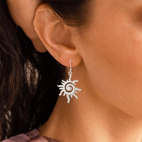 Sunburst Earrings for Women with 925 Sterling Silver Hooks,Hypoallergenic Sun Dangle Earring Boho Jewelry Gift3