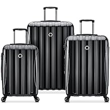 DELSEY PARIS Helium Aero Hardside Expandable Luggage with Spinner Wheels, Black, 3-Piece Set (21/24/28)
