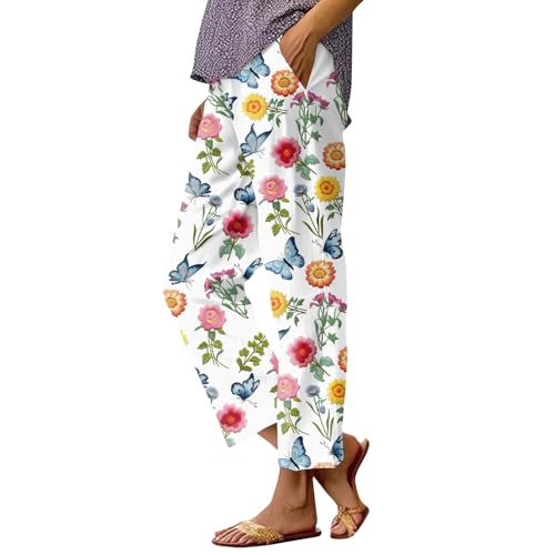Pantalon lin femme vert grande taille droit et cordon de serrage