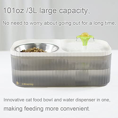Cat Water Fountain 101Oz/3L Automatic Water Bowl Feeding & Watering Pet Water Dispenser Dog Drinking Fountains Waterer For Cat Small Dog Smart Pump,Replacement Filters,Stainless Steel Bowl (White) #TOP3