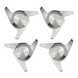 British Wire Wheel 3 Ear Cut Spinner Caps (Set of 4) | Triple Chrome Plated 3 Wing/Bar Sharkfin/Swept Style Knock Off Spinner Caps with Wheel Chip Recess | Designed for Lowrider Cars with Wire Wheels