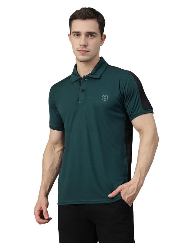 Men Polyester Solid Active Sports Wear Polo Half Sleeve Gym T-Shirt with Button-Down Collar Quick Dry Breathable Perfect for Workout Regular Fit and Running Tee